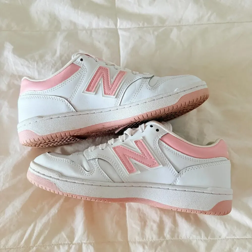 New Balance 480 White Pink Leather Sneakers Women’s Size 8 Casual Court Shoes